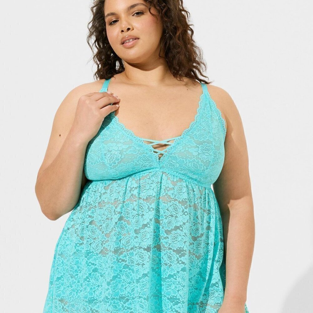 Torrid - Simply Lace Xo Front Babydoll in Blue Radiance